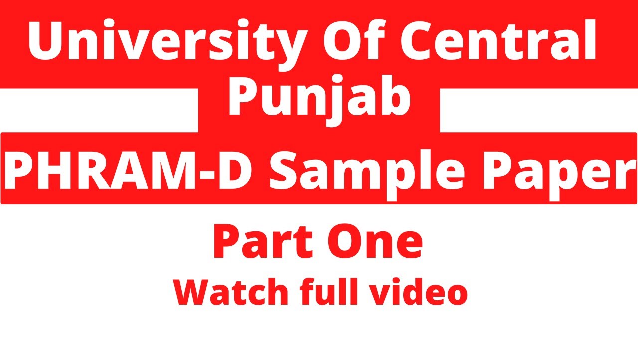 University Of Central Punjab Pharm-D Sample paper 2022 .UCP Pharm-D Admission Test Sample Paper.
