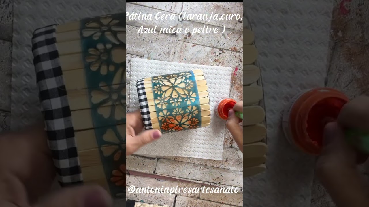 DIY Ideia de lata decorada com palitos e tecido #diy #artesanato 
