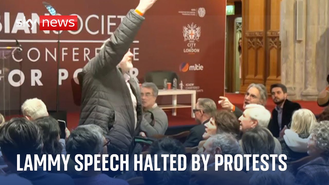 Lammy speech repeatedly interrupted by pro-Palestinian protesters
