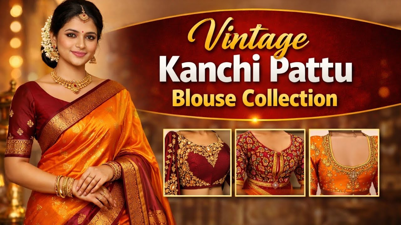 Vintage Saree with Designer Blouse | 2026 Bridal Wedding Vintage Look Ideas | Kanchi pattu checks 