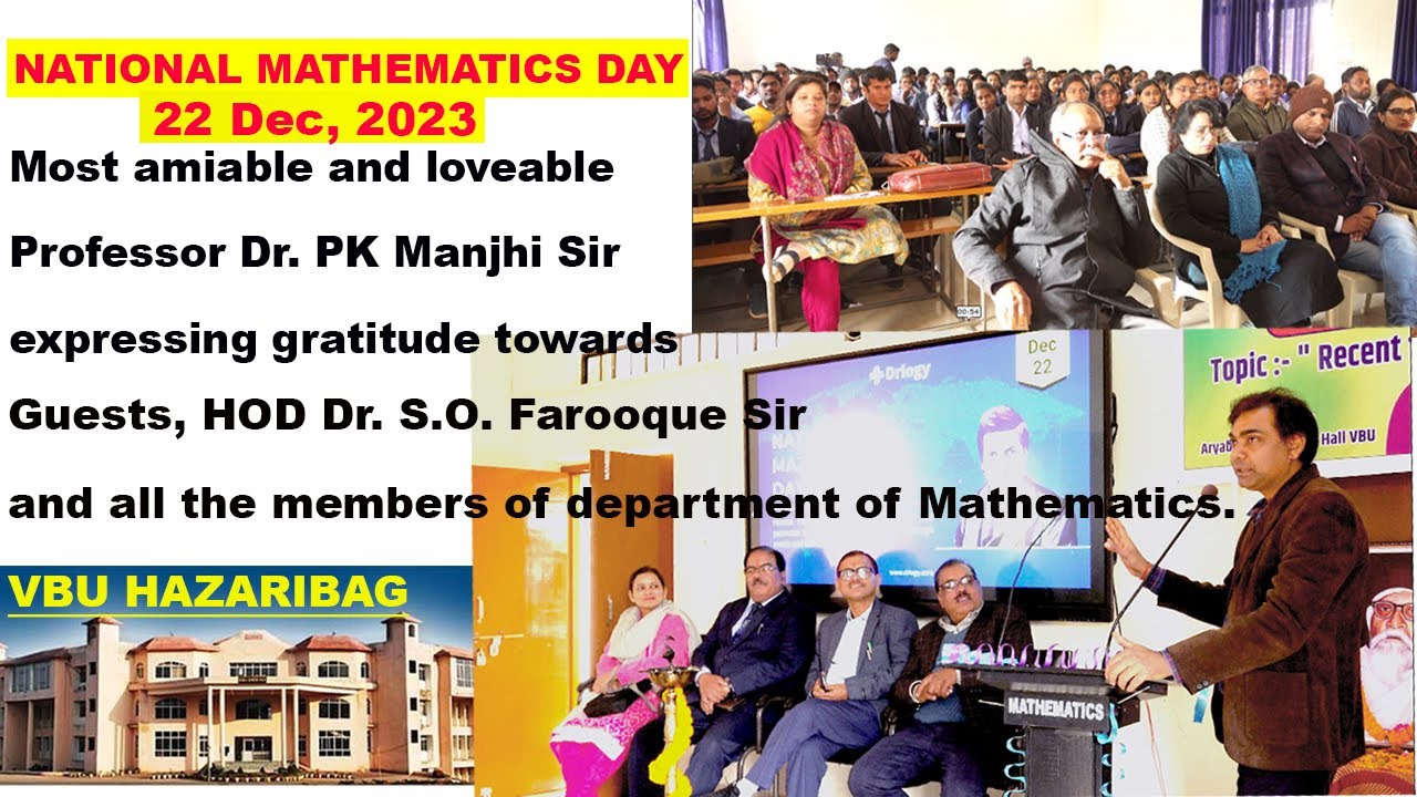 VBU HAZARIBAG || MATHS DEPARTMENT || NATIONAL MATHEMATICS DAY || PROFESSOR DR. PK MANJHI SIR || 2023