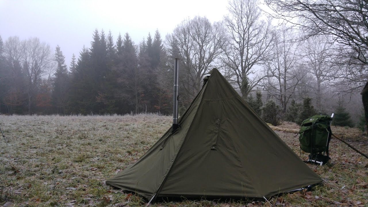 Camping with my homemade tent stove in a Lavvu