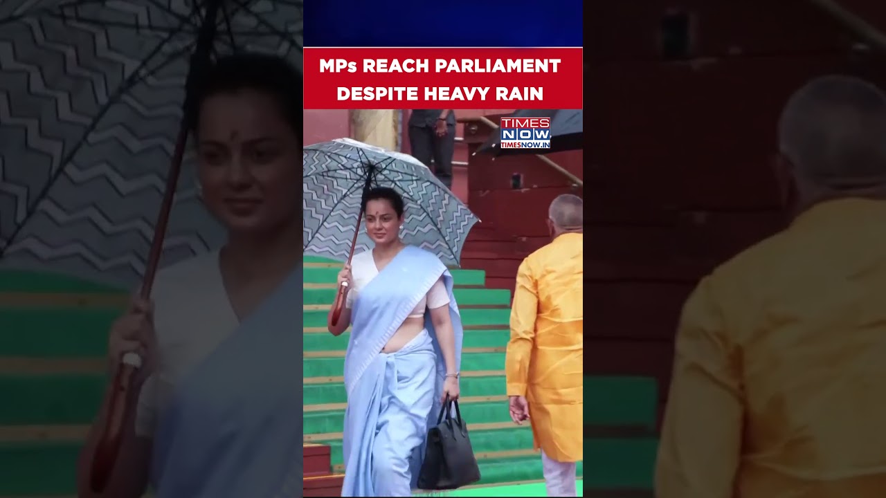 MPs Reach Parliament Despite Heavy Rain During Monsoon Session #shorts