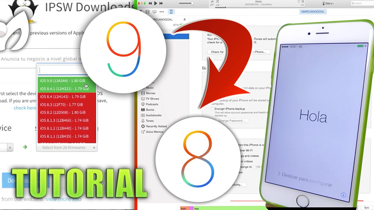 CÓMO BAJAR de iOS 9 o iOS 9.1 a iOS 8.4.1 o iOS 9  / Downgrade iOS 9 to iOS 8.4.1 (Tutorial)