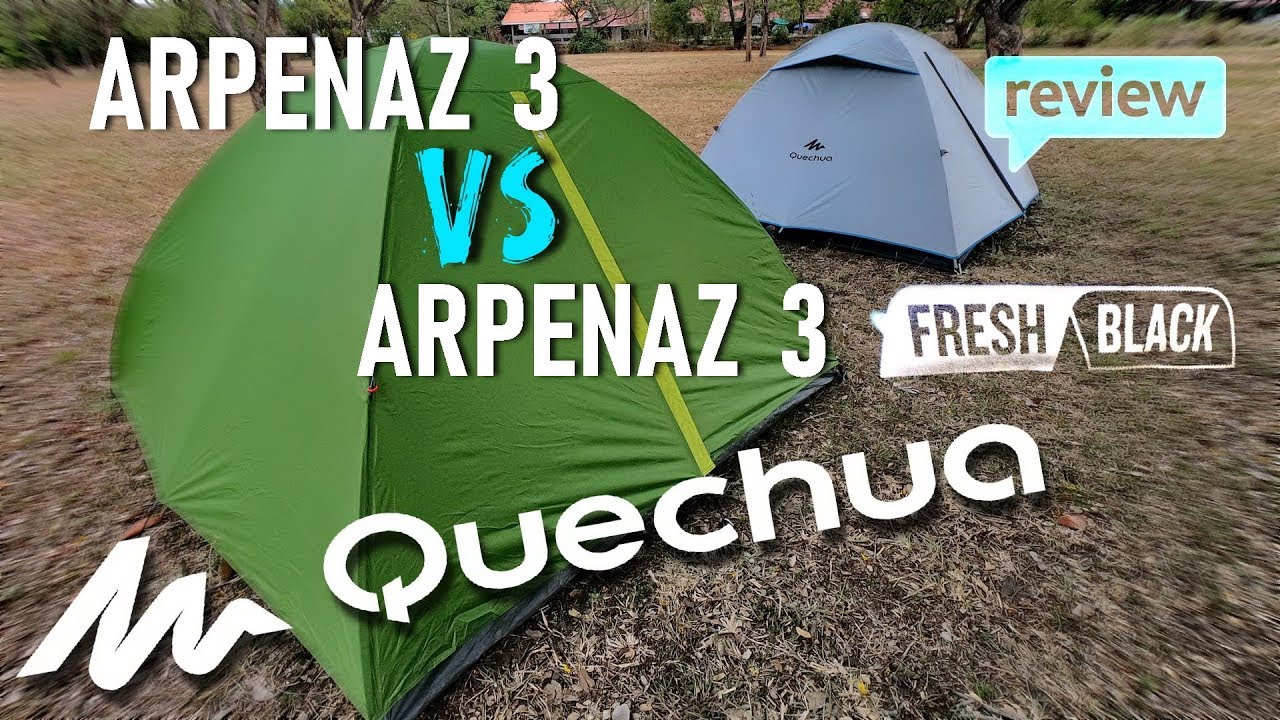 เต็นท์ 3 คน Quechua Arpenaz 3 (สีเขียว) กับ Quechua Arpenaz 3 Fresh&Black (สีขาว)