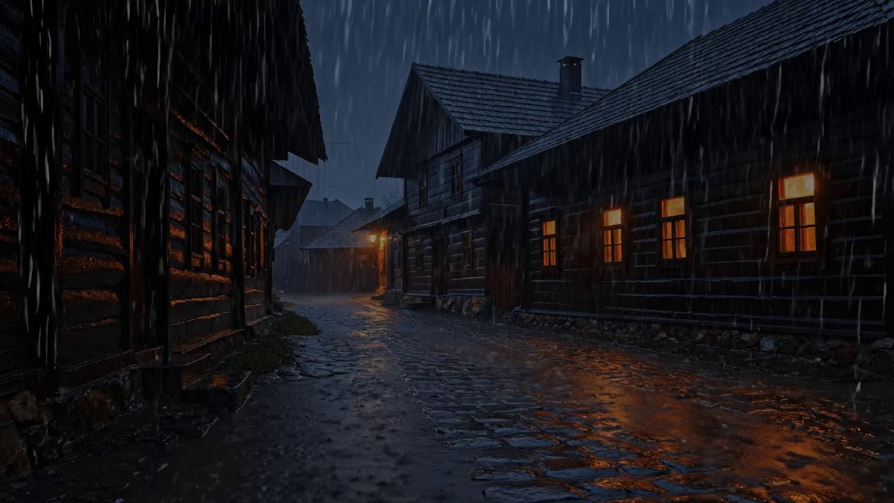 Slow Rain and Thunder Rolling Across the Night for Deep Sleep to Release Night Anxiety