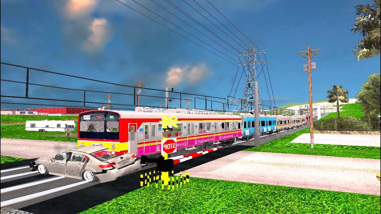⚠ Simulator Tabrakan Kereta Dengan Mobil Hingga Meledak Oleh KRL