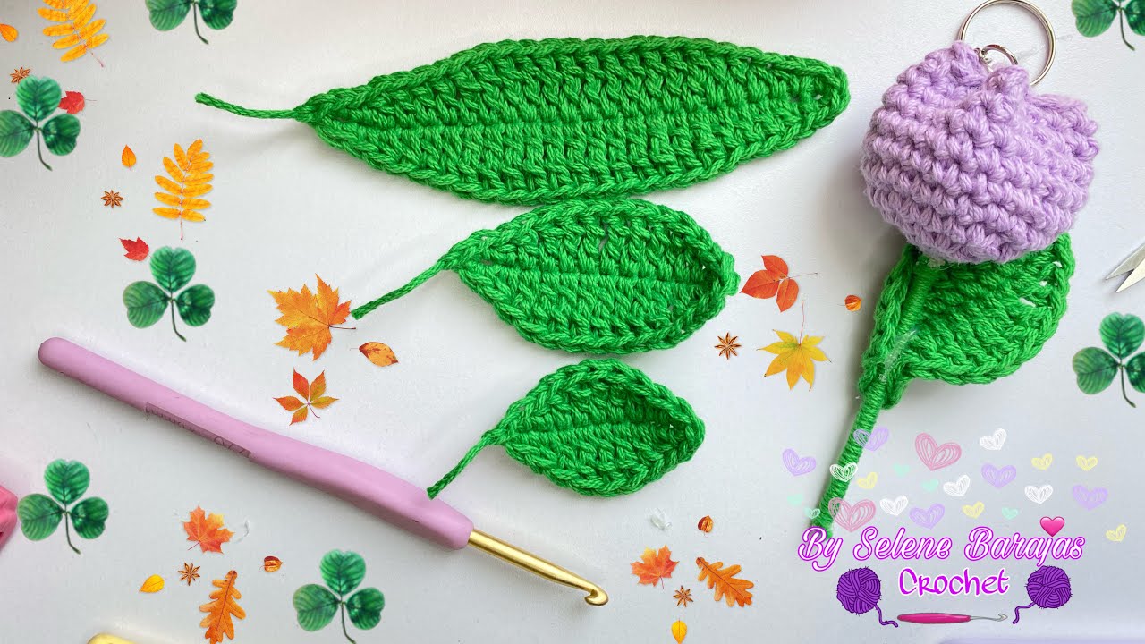 🍃🌿Tutorial sencillo de HOJAS a crochet en diferentes  tamaños🍃🌿🍀🌱