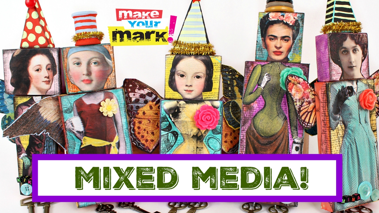 How to: Mixed Media Wood Block Dolls