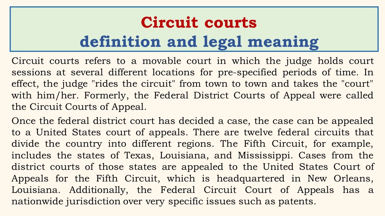 Circuit courts definition and legal meaning