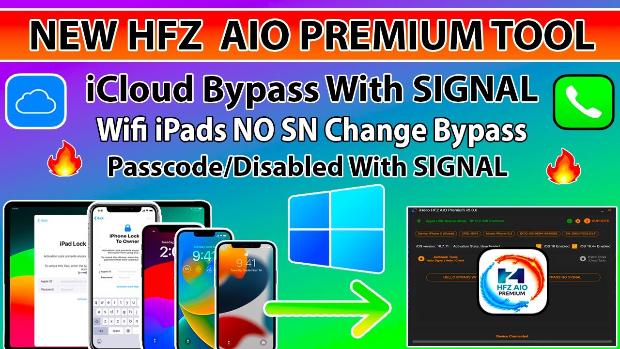 🔥New HFZ AIO Premium Tool iCloud Bypass on Window with Signal iPhone/iPad iOS 18.7/17/16.7.12/15.8.5