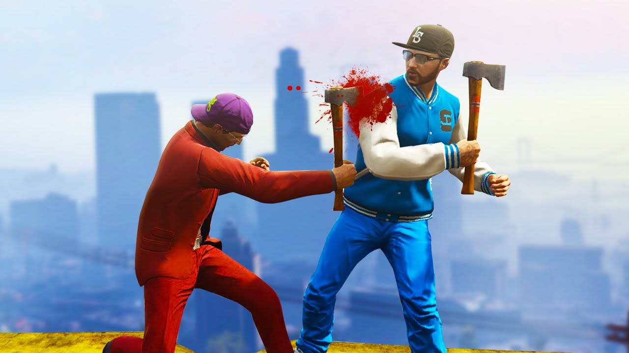GTA 5 Funny Moments - BLOODY AXE FIGHT! (GTA 5 Funny Moments)
