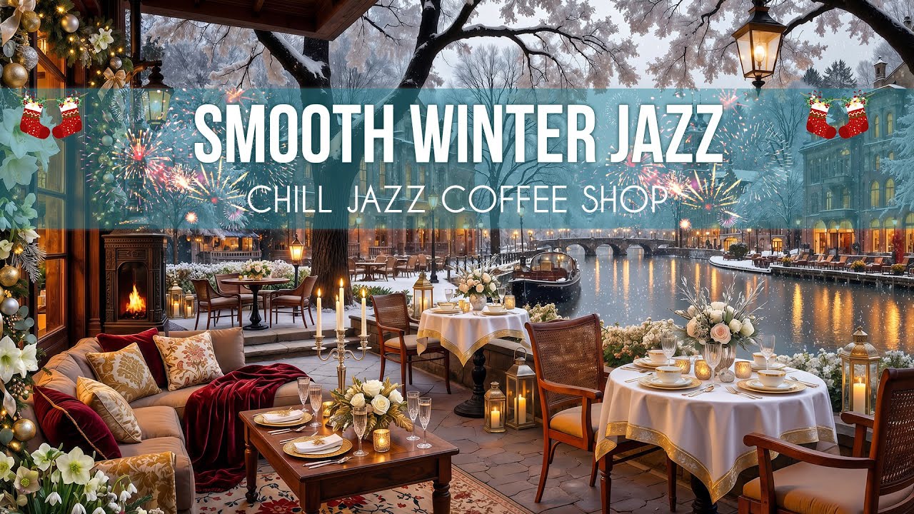 Warm & Deep Jazz Night at a Snowy Christmas City Coffee Shop ❄️Cozy Holiday Vibes for Relaxation☕