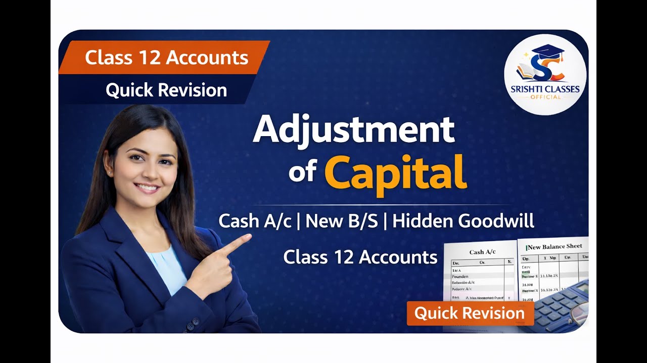 Adjustment of Capital of Partners |Cash A/c, New Balance Sheet & Hidden Goodwill | Class 12 Accounts