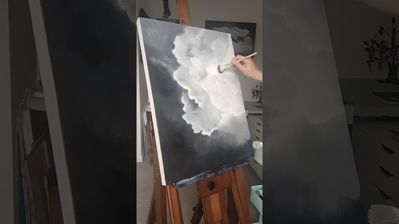 Acrylic clouds painting technique #acrylicpainting #painting #art #paintingstyles #acrylic #paint
