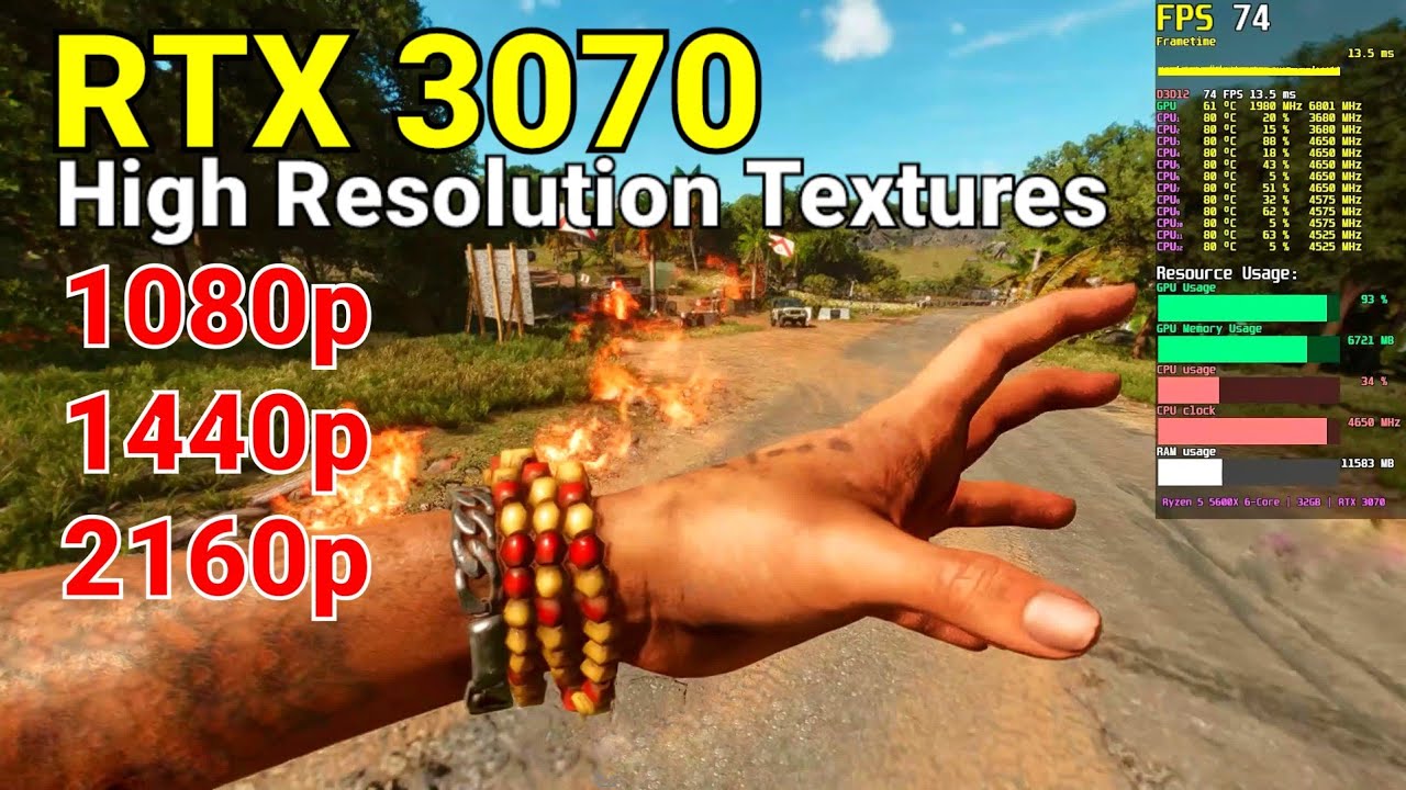 Far Cry 6 | RTX 3070 | High Resolution Texture Pack | 1080p/1440p/4K