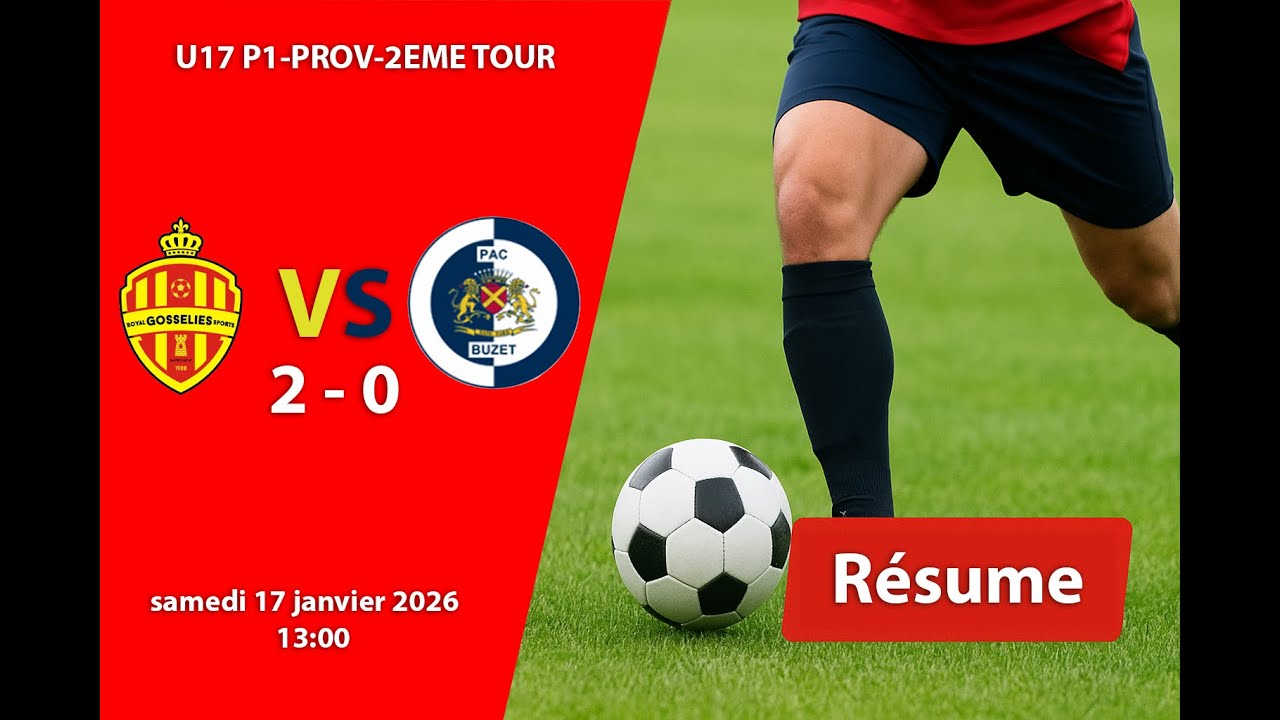 Résume/ R. Gosselies Sports 2-0 PONT-À-CELLES-BUZE/sam. 17 janvier 2026 - 13h00