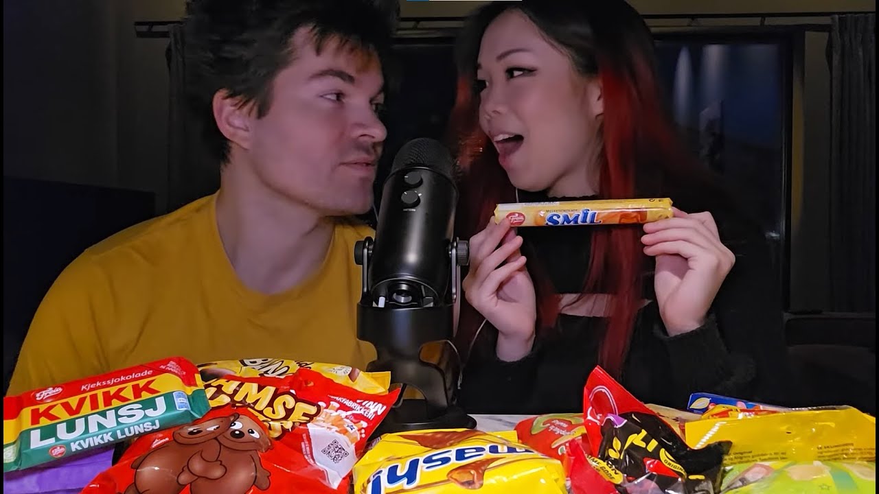 ASMR Trying Norwegian Candy with My Boyfriend AverageJonas (Mukbang, Whispers, Eating Sounds)