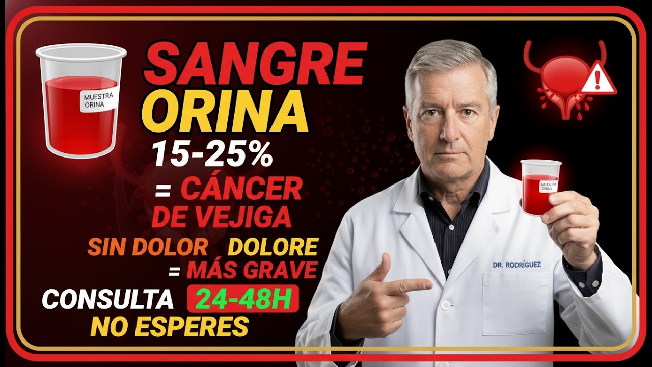 Sangre Orina: Indolor = Cáncer Vejiga 90% Casos (Cistoscopia URGENTE 24-48h)