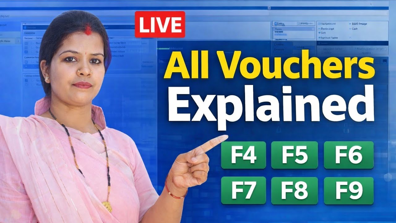 Tally Prime All Voucher Entry Explained | F4 to F9 Complete Live Class हिंदी में