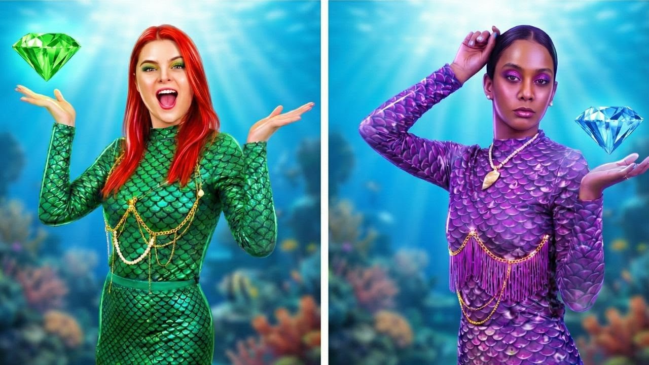 ДОБРАЯ Изумрудная vs ЗЛАЯ Сапфировая Русалка 🧜‍♀️💎 DIY Лайфхаки для преображения Русалки!