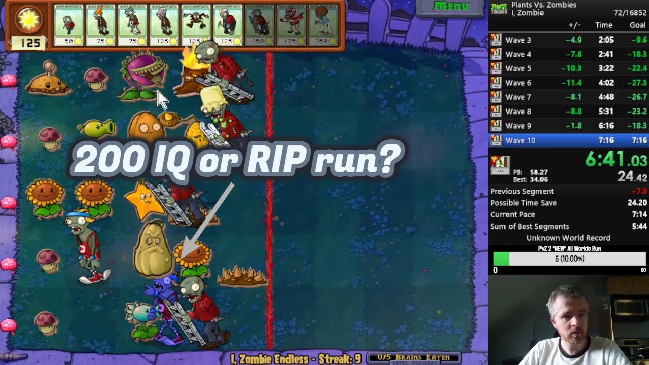 PvZ - I, Zombie Endless Speedrun in 7:02 (former WR)