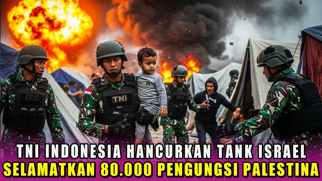 BRAVO TNI‼️TNI INDONESIA HANCURKAN TANK ISRAEL, SELAMATKAN 80.000 PENGUNGSI DI PALESTINA