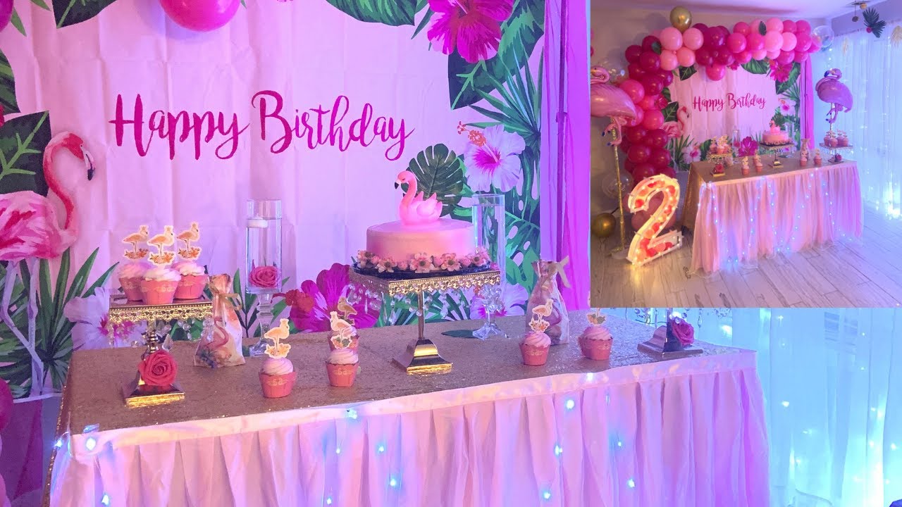 Flamingo tropical Birthday party  ideas/how to do a flamingo balloon garland