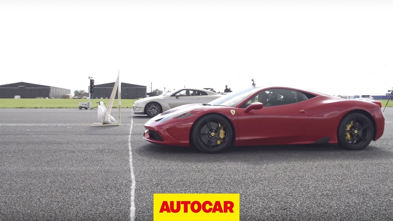 Nissan GT-R против Ferrari 458 Speciale против McLaren 650S — Drag Race | Автокар
