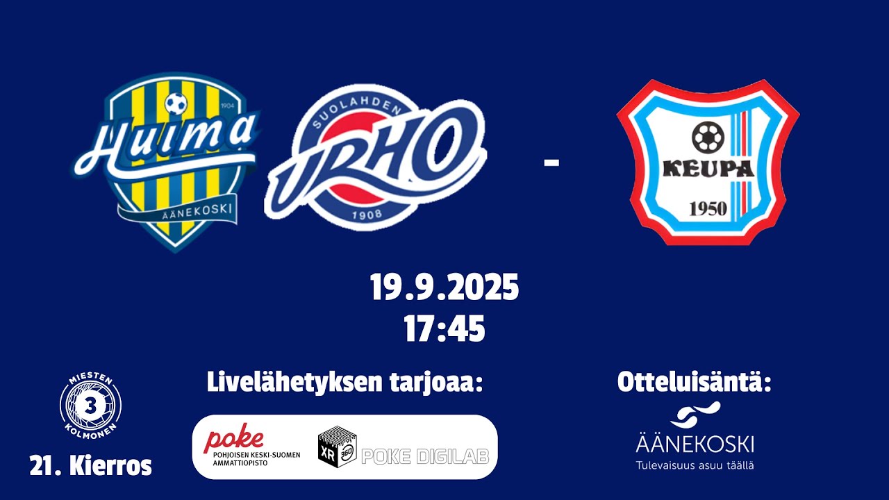 HuimaUrho - KeuPa | Miesten Kolmosen 21. kierros | 19.9.2025