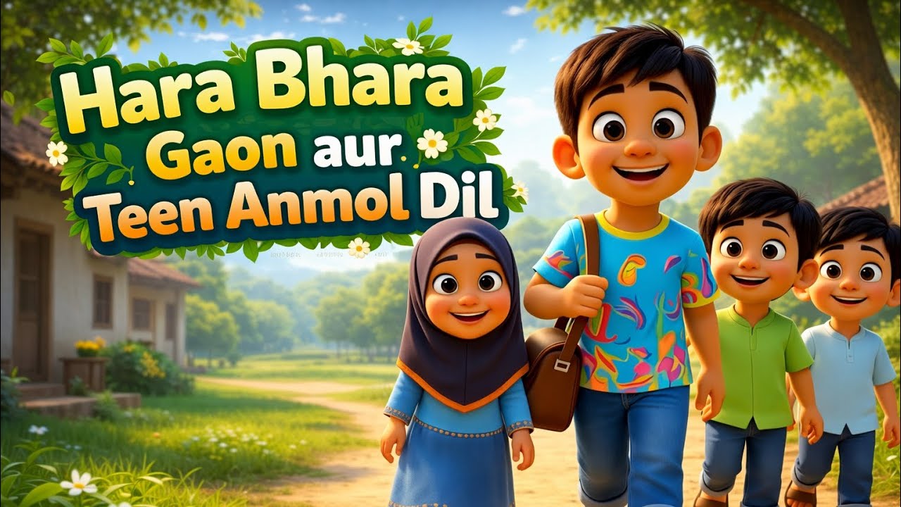 Hara Bhara Gaon aur Teen Anmol Dil | Pyari Islamic Kahani Bachon ke Liye | Islamic Cartoon 