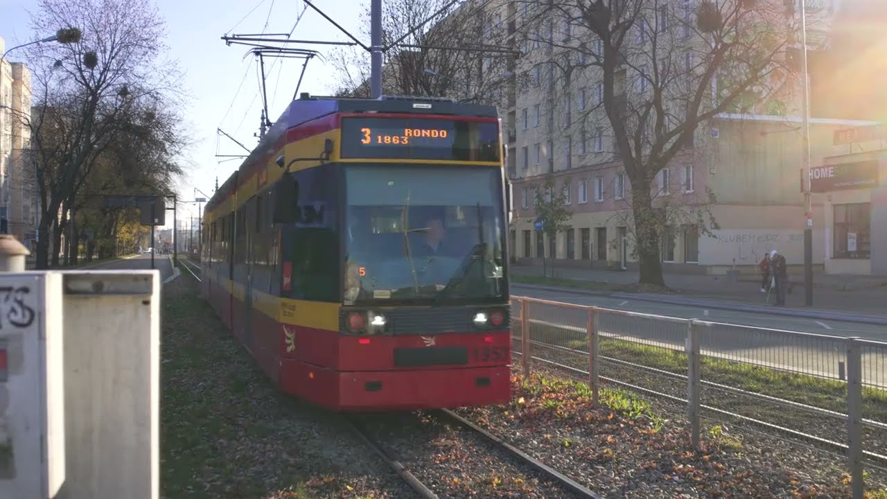 Poland, Łódź, tram 3 ride from Zachodnia-Limanowskiego to Łagiewnicka - Rondo Powstańców 1863 r.