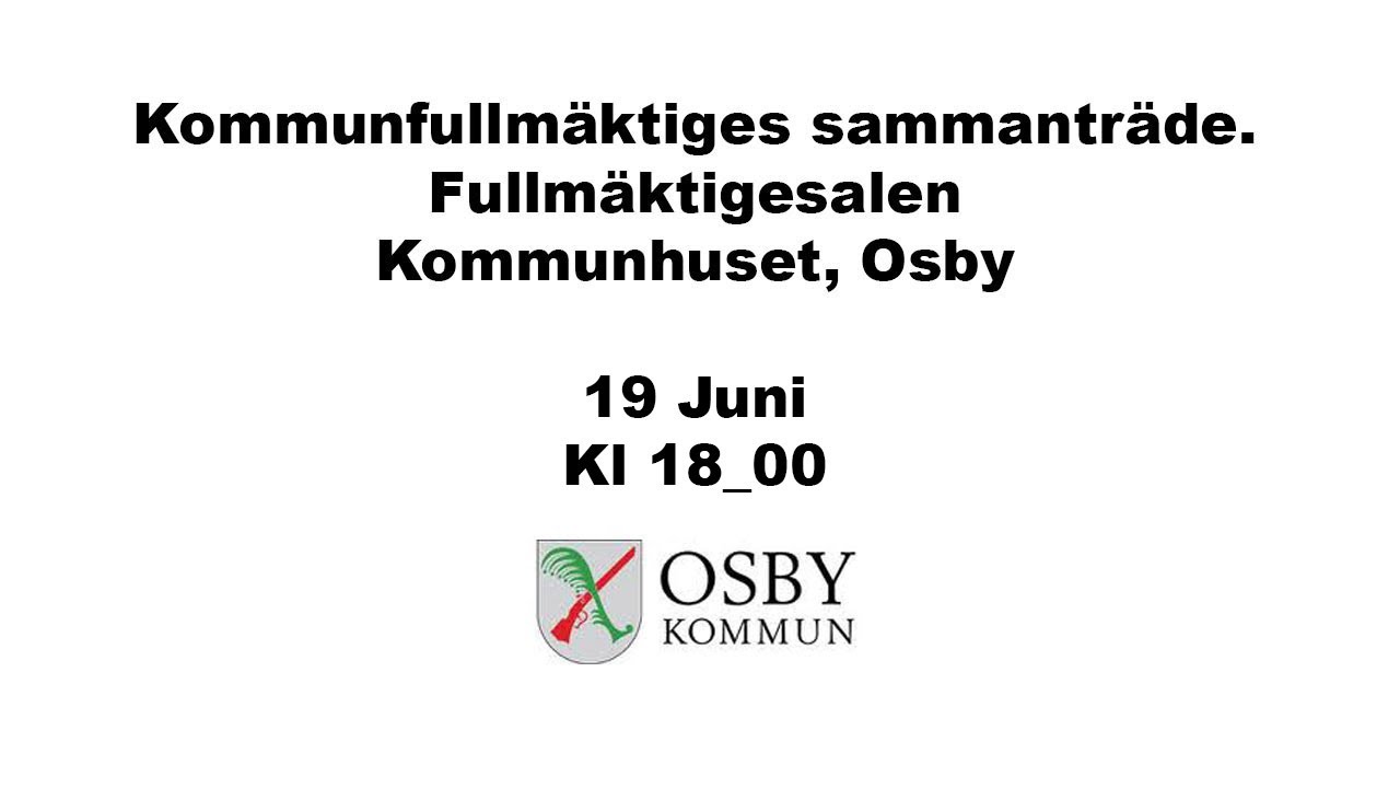 Osby kommunfullmäktiges sammanträde 19 juni 2023