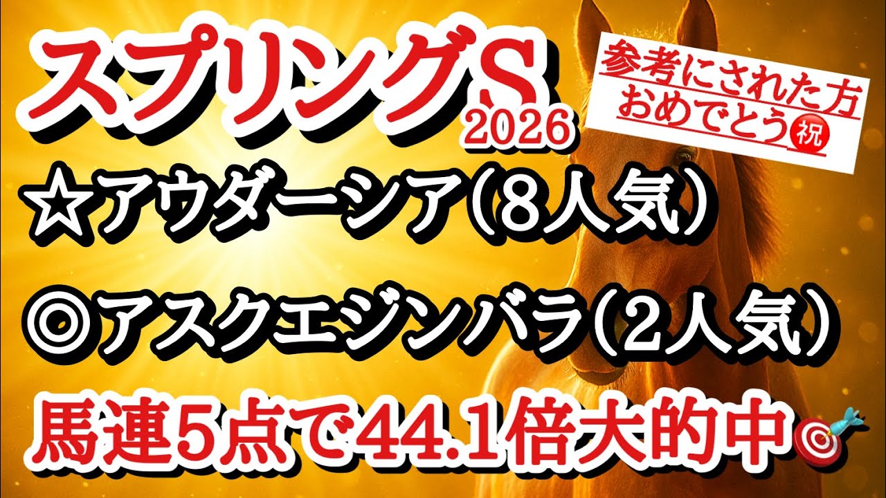 【スプリングステークス2026】最終予想！◎は今までの好走パターンにはしっかりとした傾向があり今回注目できるあの馬から！