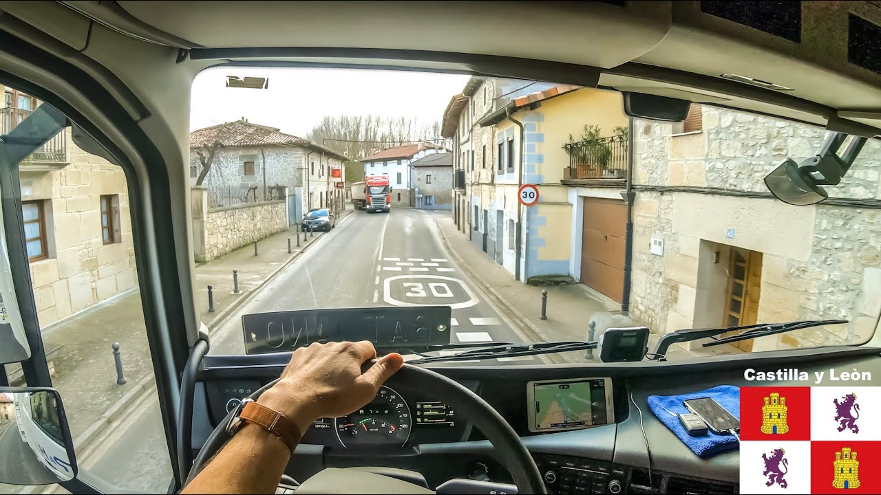 POV truck Driving Volvo fh13 500- 🇪🇸Quincoces de yuso to santa gadea del cid C y L ,cockpit view 4K