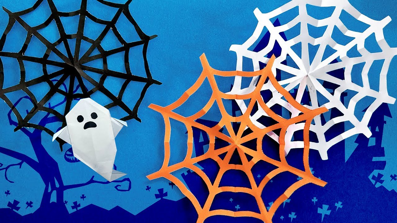 【折り紙・切り紙】ハロウィン製作に！クモの巣の作り方（音声解説あり）Origami - How to make a spiderweb