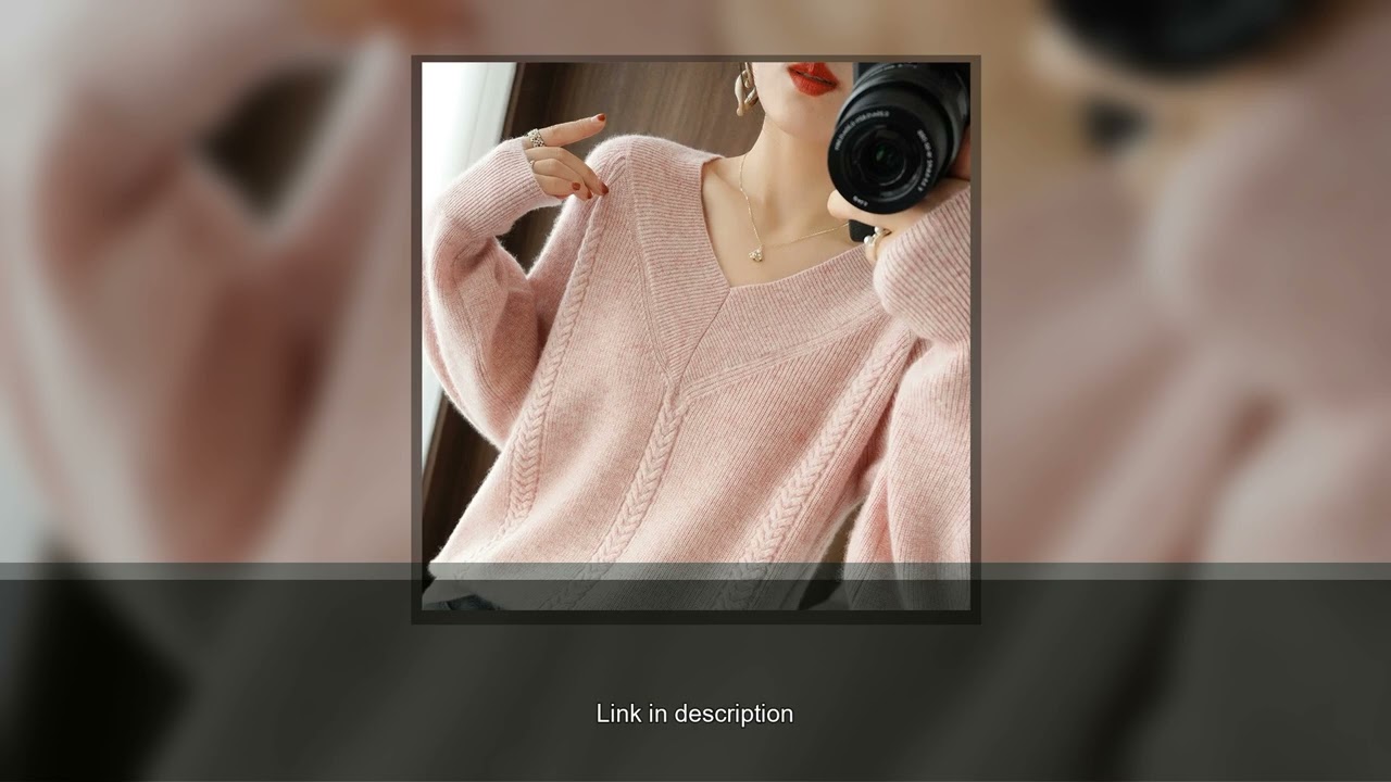 Elegant Womens Autumn Winter Sweater Pullover 100% Merino Wool Sweater V Neck Twist Flower Plus