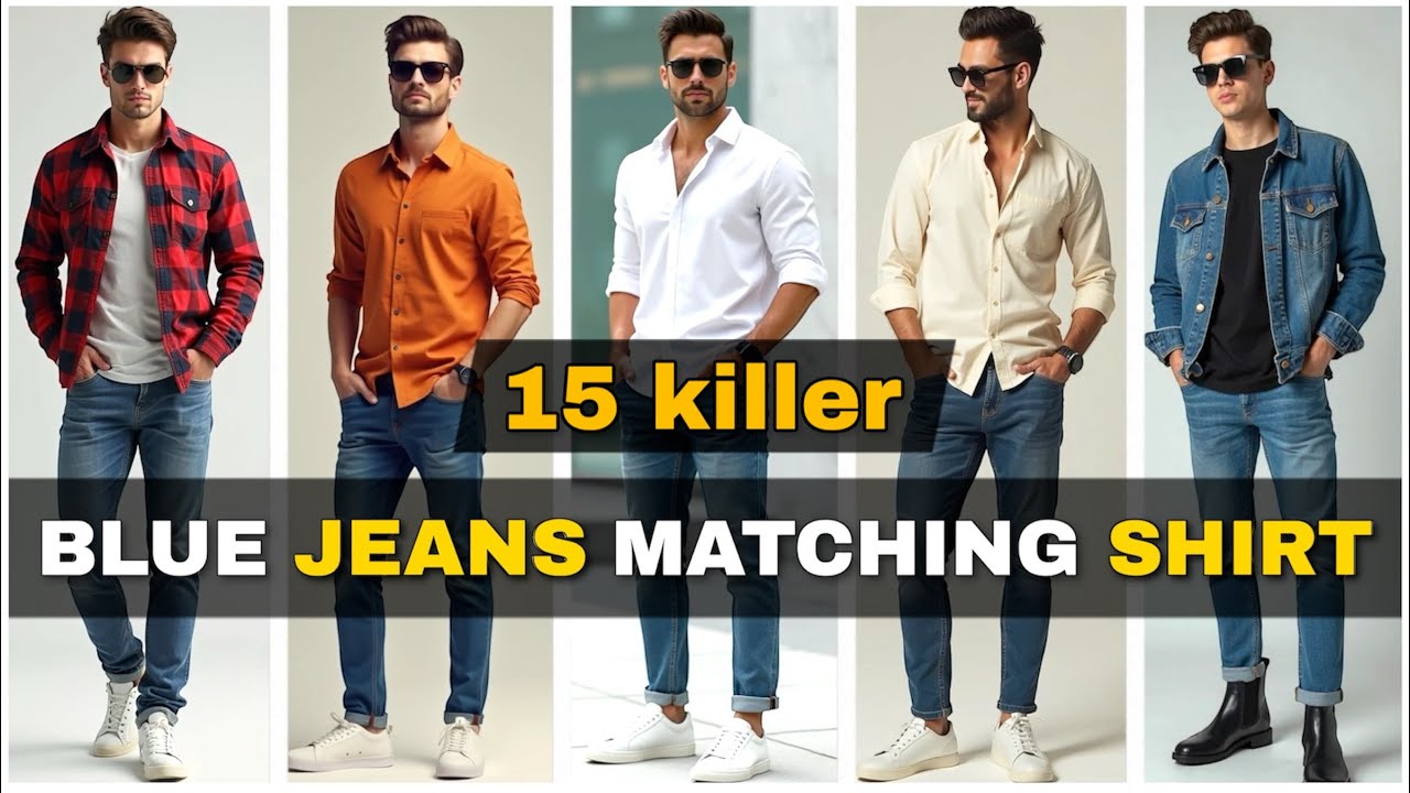 1 Jeans 15 Killer Outfit😎| Blue Jeans Matching Shirt| हिंदी में