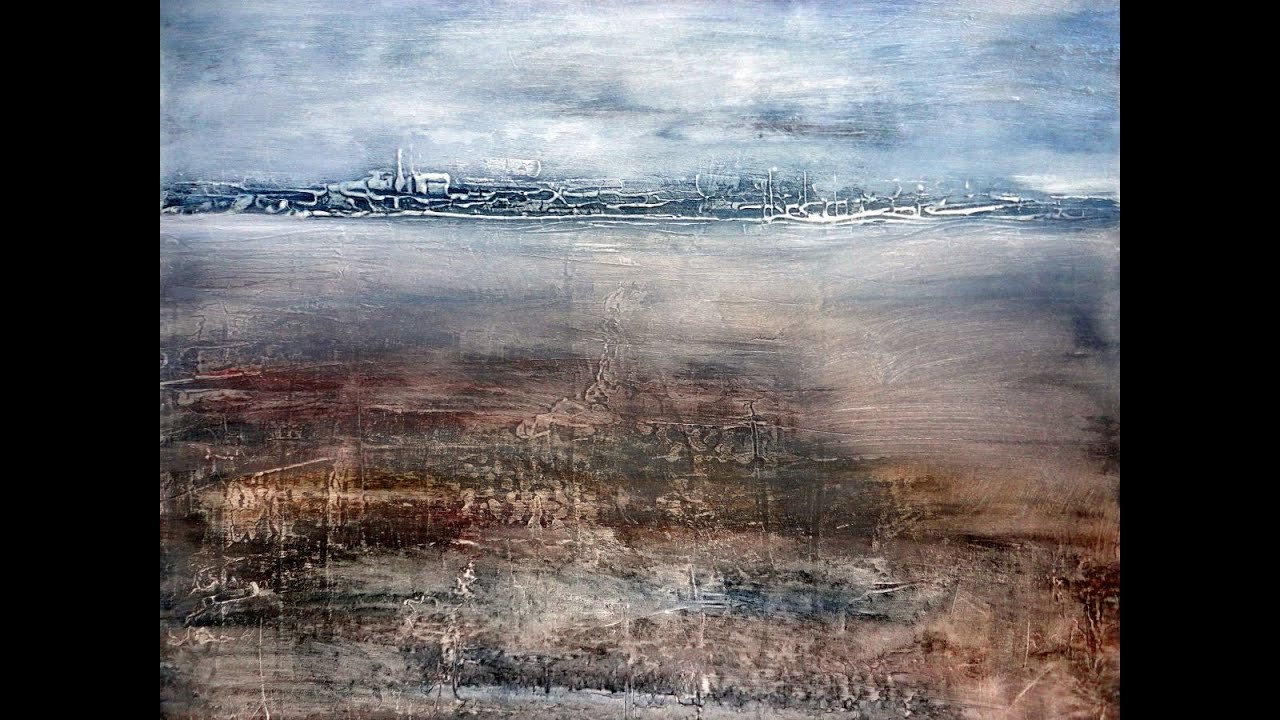 Acrylic painting   hazy  landscape, Acrylmalerei   dunstige Landschaft