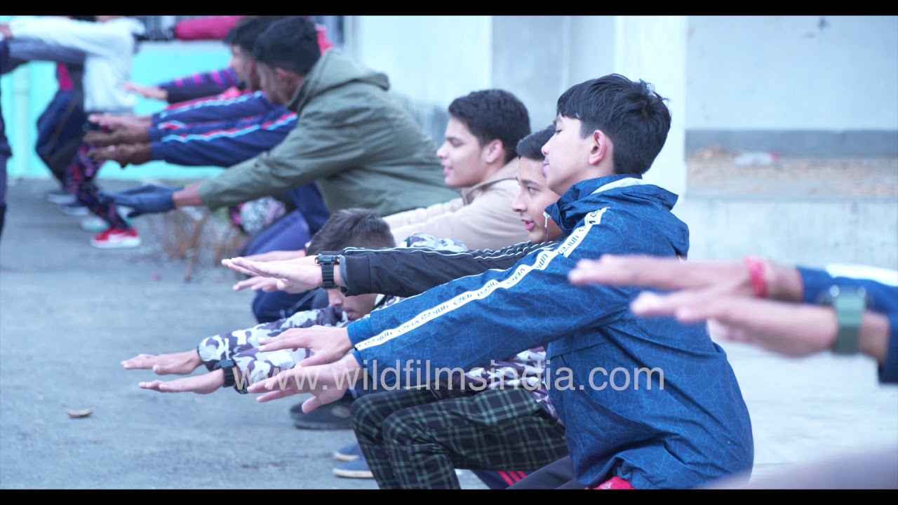 Nehru Institute of Mountaineering - morning PT during Adventure course