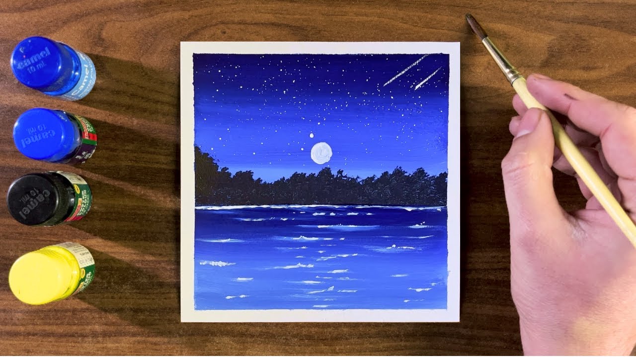 Night painting with poster colour - Watercolor Painting | Painting