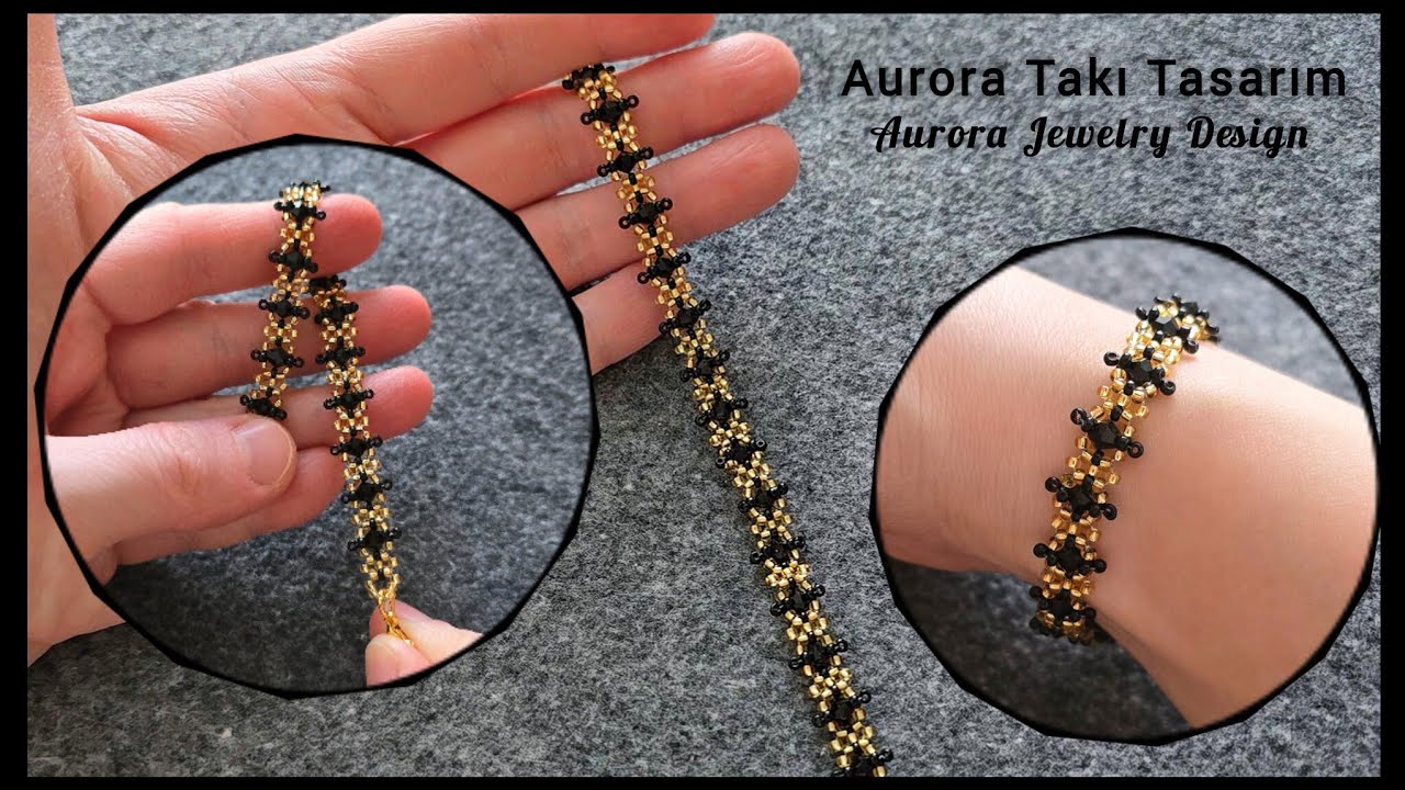 Şık tasarım bileklik yapımı. Classy bracelet making with crystals and seed beads. Beading tutorial.