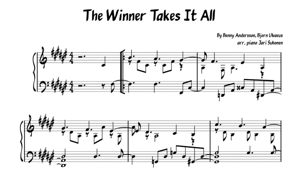 Abba - The Winner Takes It All - Piano Solo