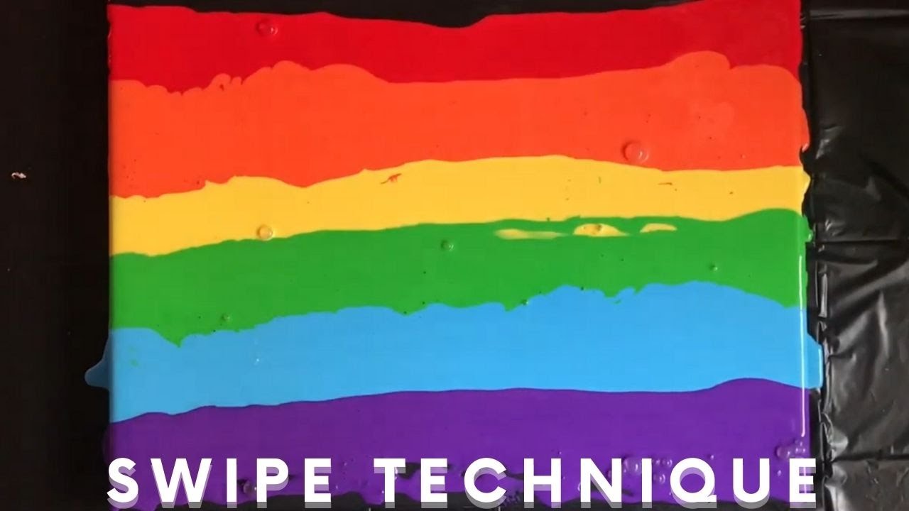 Swipe Technique With Rainbow of Colors | Acrylic Pouring Technique | Acrylic Painting