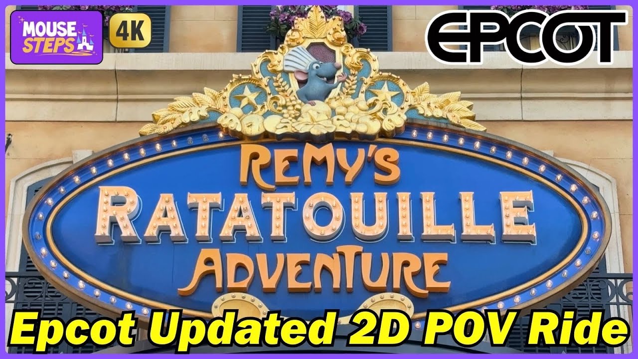 Аттракцион «Приключения Реми в Рататуе» (2D POV, 4K) в павильоне Франции в EPCOT, 2026 год.