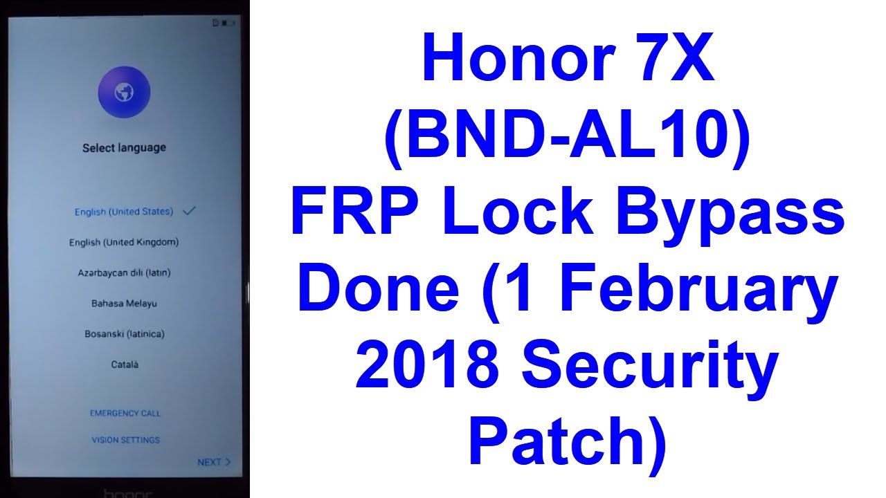 Honor 7x (BND-AL10) FRP (Google Account) Lock Remove Done (February 2018 Security Patch) Android 7.0