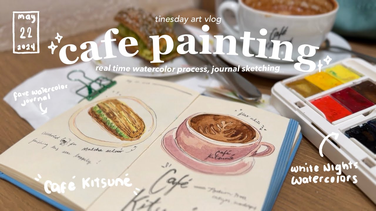 cozy cafe painting session ☕ real time watercolor process, coffee shop ambiance 🎧