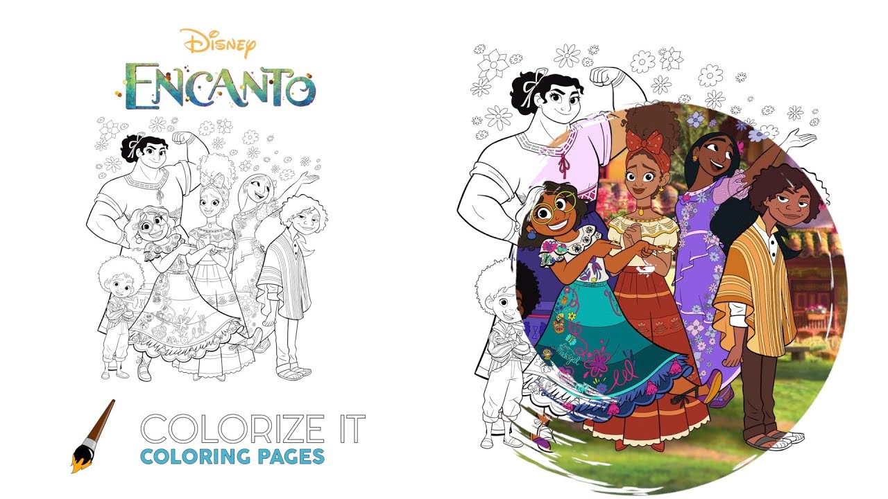 Encanto coloring page | Madrigals coloring book | Antonio, Dolores, Camilo, Luisa, Isabela, Mirabel