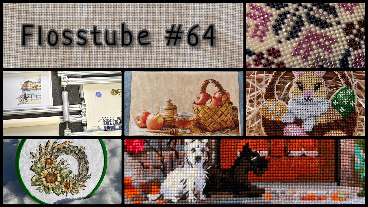 Flosstube #64. 11 завершенных работ!!! В процессе работы, начатых работ, китайских металлических ...