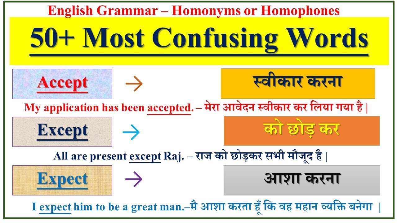 confusing Words in English | Homophones | Homonyms | Vocabulary | Confusing English Words